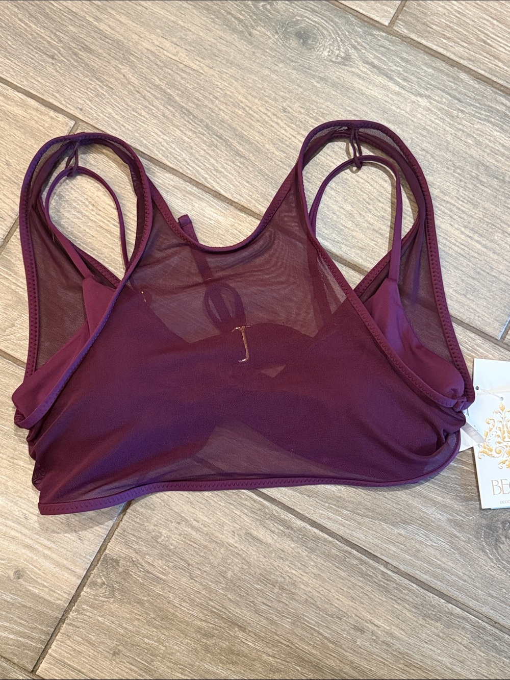 NWT BECCA Multiway Plum Mesh-Trim Bikini Top - Picture 4 of 6